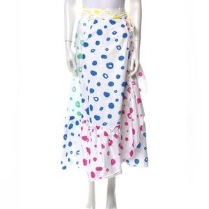 Mira Mikati White Maxi Skirt with Blue, Yellow, and Pink Polka Dots size M
